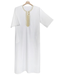 Thobe traditionnel brodé pour hommes arabes, <span class=keywords><strong>Boubou</strong></span>, Jalabiyas, Gandoura, Thobe musulman pour hommes, Robe d'été de haute qualité du Maroc en stock - Product Image 6
