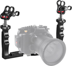 Support de plateau de poignée de caméra de photographie sous-marine double poignée <span class=keywords><strong>stabilisateur</strong></span> télescopique accessoires de clip papillon - Product Image 4