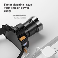 Linterna Frontal con Sensor de Movimiento, Tipo-C, Zoom Ajustable, 3600mAh, Pantalla Digital, Láser Blanco, LED de 30W, Linterna Frontal de Inducción para Senderismo al Aire Libre