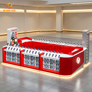 Nuovo Design Chiosco per Centro Commerciale con Bancone Espositivo Curvo <span class=keywords><strong>Rosso</strong></span> per Telefoni Cellulari e Vetrina in Vetro per Smartphone - Product Image 6