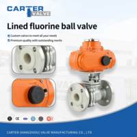 Vanne à boisseau sphérique électrique avec doublure en fluoroplastique PTFE PFA FEP CF8 WCB, à bride RF, résistante aux acides et aux milieux corrosifs, modulante intelligente API