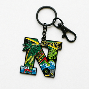 Llavero de metal esmaltado con la letra 'A' de Jamaica, león de reggae y playa, recuerdo de viaje <span class=keywords><strong>del</strong></span> <span class=keywords><strong>Caribe</strong></span>, venta al por mayor - Product Image 4