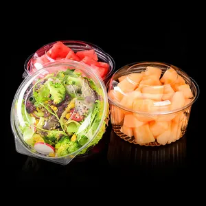 Wholesale PET Fruit and Salad Packaging Box Disposable Clear Plastic Box With Lids