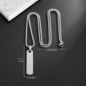 <b>Cross</b>-border jewelry simple pendant stainless steel three-dimensional rectangular geometric necklace <b>men's</b> and women's jewelry - Product Image 4