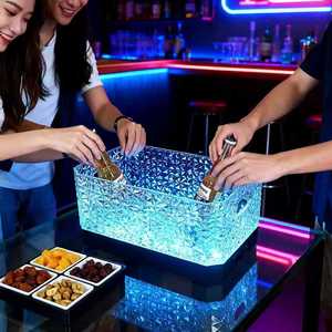 Led Illuminated Ice Bucket Rectangle Acrylic Beer And Liquor Cooler For Bar Party KTV - Product Image 2