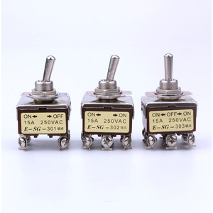 E-SG Toggle Switch 15A 250VAC 6-Pin 2-Position Self-Locking Metal Body Bakelite Shell Silver Contact - Product Image 3