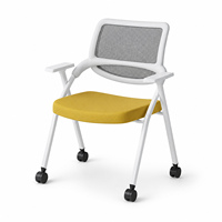 Chaise de formation mobile pliable en maille avec roulettes, siège rembourré et tablette d'écriture optionnelle pour salle de conférence - Vente en gros usine