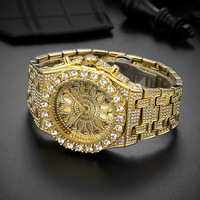 Montre pour hommes Hip Hop à la mode plein cristal chiffres arabes cadran Unique luxe Bling montre-bracelet pour hommes élégant Streetwear accessoire