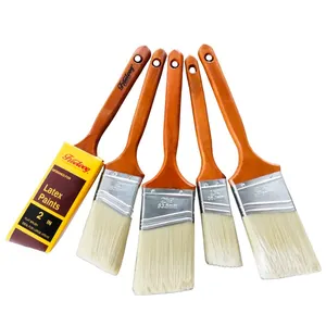 high quality 1set=5 pieces long wooden handle polyester angle sash paint brush set