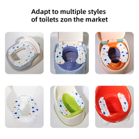 Autocollant Adhésif Éléphant Mignon pour Toilettes, Coussin de Siège de Toilettes Épais et Lavable en Éponge