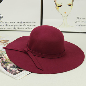 Lady Fedora Hat Wide Brim 100% Acrylic Black <b>Red</b> Autumn Winter European Style Casual Adult Women's Hat - Product Image 3
