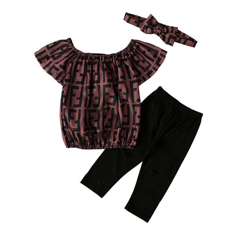 Топ с буквенным принтом, брюки, одежда для детей, комплекты одежды, детская одежда, комплекты одежды для новорожденных