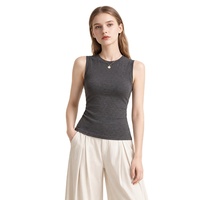 Vente en gros usine Gilet d'hiver sans couture à col rond, brossé, avec micro-push-up intégré, bonnets intégrés, côtés larges et doublure poudre de perle