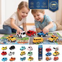 Ensemble de mini voitures jouets en métal à rétrofriction, voitures en alliage moulé sous pression, voitures de police, ambulance, camion de pompiers, bus, ensemble de véhicules de construction pour enfants
