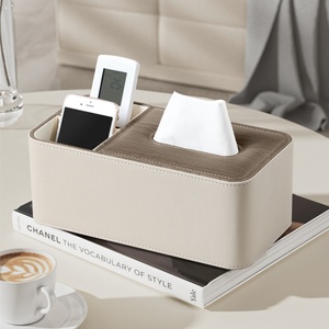 Boshiho Desktop Facial Tissue Container Home Napkin Boxes Leather Tissue Protector Covers with <b>Remote</b> <b>Control</b> Holders - Product Image 6