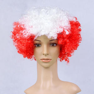 Perruque Jumbo aux Couleurs du Drapeau Canadien Personnalisée pour les Fans de Football Perruque Afro pour les Jeux Sportifs <span class=keywords><strong>Match</strong></span> de Football Accessoire de Cheerleading Fête Patriotique d'Halloween - Product Image 1