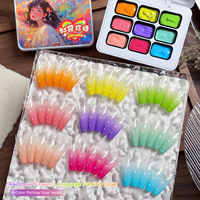 Nouvelle série Jiugongge Rainbow Flower Language Gel UV Halo Dye Poudre de dégradé Fard à joues solide Vernis à ongles certifié MSDS