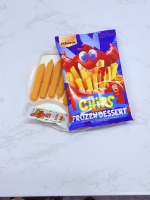 Glace aux fruits surgelée en forme de chips, saveur fruitée, sachet de 90g avec sauce ketchup, approvisionnement en vrac
