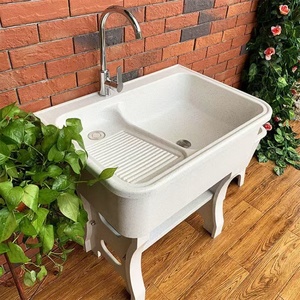 Lavabo en céramique de réservoir de blanchisserie extérieur intégré en pierre de quartz moderne pour la salle de bains pour la piscine et les blanchisseries en pierre - Product Image 5