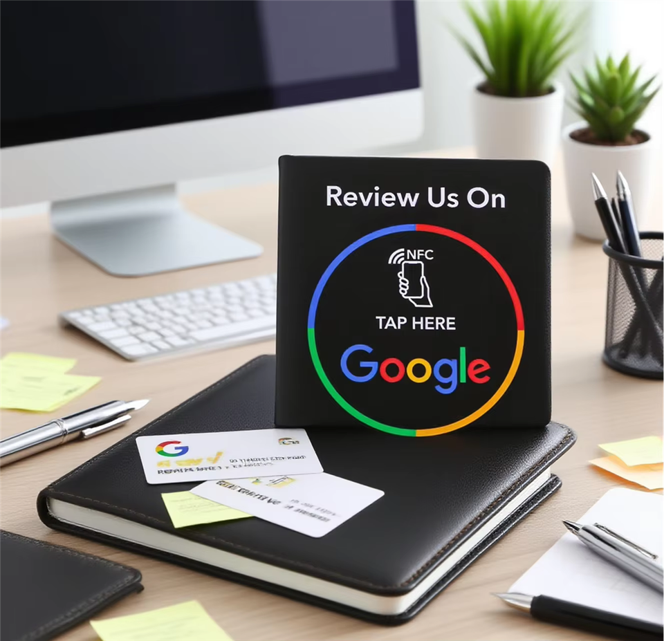 NFC Table Stand With QR Code for Google Review Plus Social Media Follow ...