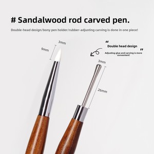 Stylo à double tête en silicone pour nail art, manche en bois de santal, outil de dessin, d'embossage et de sculpture pour la conception de manucure - Product Image 3