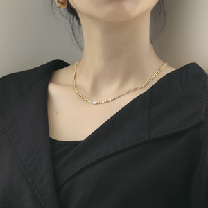 Unisex Zircon Necklace Classic Geometric Design 14K Gold Plated Brass Cuban Chain Claw Setting Fashionable Anniversaries - Product Image 4