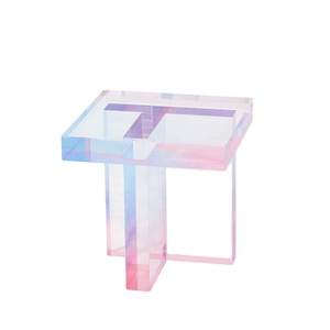 Tavolino quadrato personalizzato in acrilico sfumato tinto rosa viola per la casa tavolino da caffè in Lucite - Product Image 1
