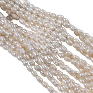 Perles d'eau douce naturelles blanches de 5-6 mm en gros, petites perles de riz avec trou droit pour la fabrication de bijoux DIY - Product Image 4