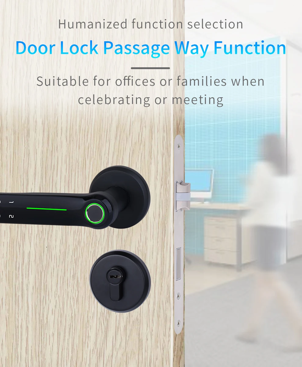 Glomarket Tuya Simple Design Indoor Smart Fingerprint Door Lock Password Handle Smart Door Lock