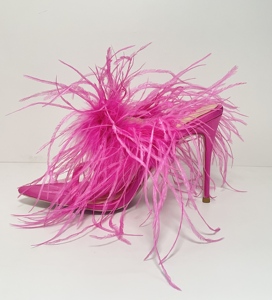 Sandali da Donna con Tacco Alto Personalizzati, Taglia 46, Lussuosi, Estivi, con Tacco Sottile, Punta a Spillo e <span class=keywords><strong>Piume</strong></span> di Struzzo - Product Image 1