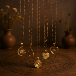 Collar con colgante de circonita en forma de corazón de acero inoxidable con diseño budista vintage MN para mujer, regalo, uso diario, joyería de moda. - Product Image 3