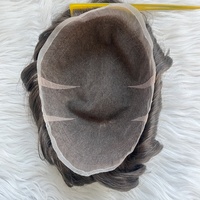 Système capillaire complet en dentelle pour hommes, toupet indétectable en cheveux humains avec base en dentelle intégrale, postiche doux et respirant pour la perte de cheveux