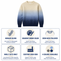Suéter de Mohair con Cuello Redondo y Degradado Ombre para Hombre, con Logotipo Personalizado, Manga Larga, 4 Colores, OEM, Venta al Por Mayor, Marca Privada, Pedido al Por Mayor