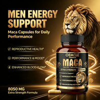 Capsules de Maca à Marque Blanche OEM 8050mg Force Maximale Soutien à la Vitalité Masculine Emballage Personnalisé avec Étiquette Bouteille 60 Comprimés