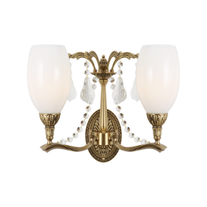 Applique murale LED de luxe européenne moderne, en laiton et avec un abat-jour en verre ; lumière blanc chaud à intensité variable, adaptée à une utilisation en intérieur - Product Image 3