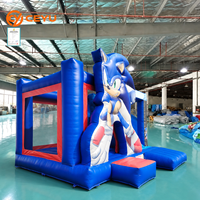 Château gonflable Ceyu avec impression Speed Line et toboggan incurvé pour la location de vacances