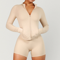 Chaqueta BBL Personalizada de Alta Compresión, Cintura Ajustada con Efecto Reloj de Arena, Corte Delgado, con Orificios para los Pulgares, Ropa Deportiva de Yoga para Mujer, Chaqueta Deportiva