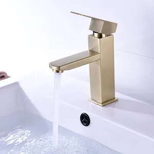 Stainless Steel Bathroom Faucet Cold And Hot Water Mixer Sink Tap Single Handle Deck Mounted Brushed Tap faucet basin