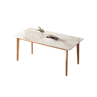Juego de Mesa de Comedor Moderno y Simple, Rectangular, con Tapa Blanca y Patas de Madera para Proyectos de Apartamentos, Suministros para Comedor.
