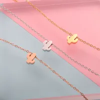 Usine directement en gros bijoux en acier inoxydable plante Cactus mignon petit pendentif collier