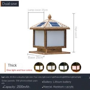 Solar LED Pillar <b>Light</b> Outdoor Bronze Ra80 500 Lumens IP65 2700K Warm White Glass <b>Shade</b> Flush Mount Dimmable Garden Pathway Lamp - Product Image 2