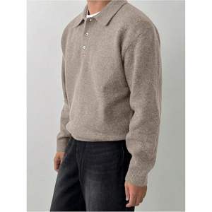 Pull en laine personnalisé pour homme, à manches longues, col tricoté, boutonné sur le devant, hauts d'automne, épaisseur standard - Product Image 2