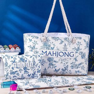 Sac de Mahjong réutilisable avec pochette zippée assortie pour les tuiles de Mahjong, les supports et les accessoires de jeu - Product Image 2