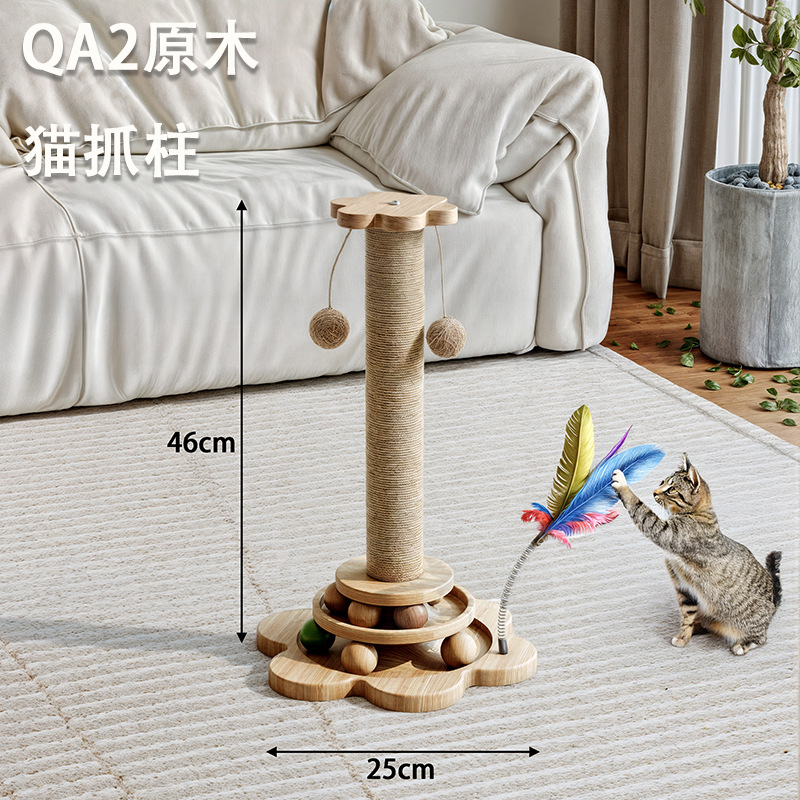 QA2-25x46cm  Wood Cat Scratching Post