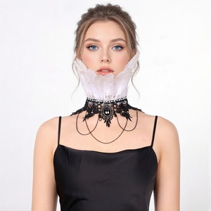 طوق دانتيل للهالوين بريش طبيعي متعدد الألوان، طقم أزياء تنكرية مريح للبالغين من الجنسين بمقاس مخصص - Product Image 5