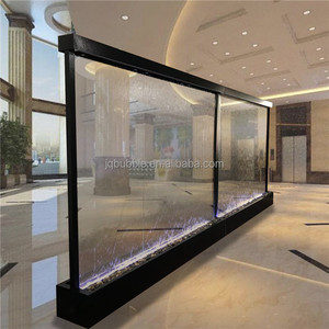 Fontaine murale rectangulaire en verre avec écran d'eau LED, utilisation intérieure/extérieure, design moderne autoportant, acier pour jardin - Product Image 6
