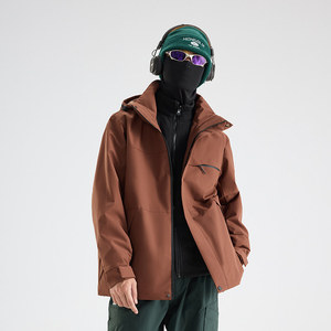 Men's Outdoor <b>Waterproof</b> Windproof Thermal 3-In-1 <b>Jacket</b> Workwear With Embroidered Lettering - Product Image 3