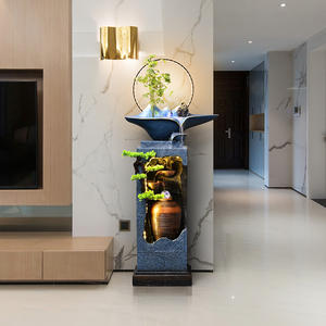 Fuente de Agua Decorativa de Estilo Chino con Rocalla de Fibra de Vidrio, Adorno de Riqueza con Agua Fluida para Sala de Estar, Uso Interior/Exterior - Product Image 1