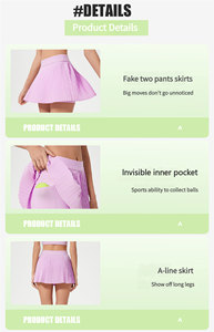 Jupe de sport à ourlet plissé avec poche pour téléphone jupe de tennis Anti-éclairage été course Fitness sport Culottes jupe courte pour <span class=keywords><strong>femme</strong></span> - Product Image 4