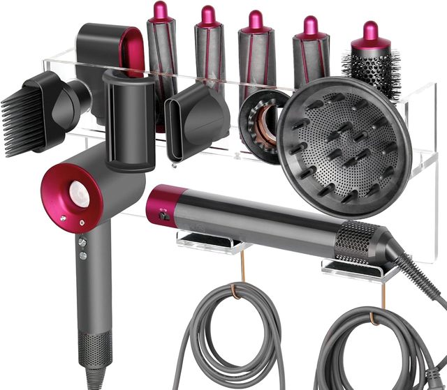 Wall Mount Holder Organizer Storage Attachments Compatible Airwrap Styler Supersonic Hair Dryer Includes Rack Hooks Accessories